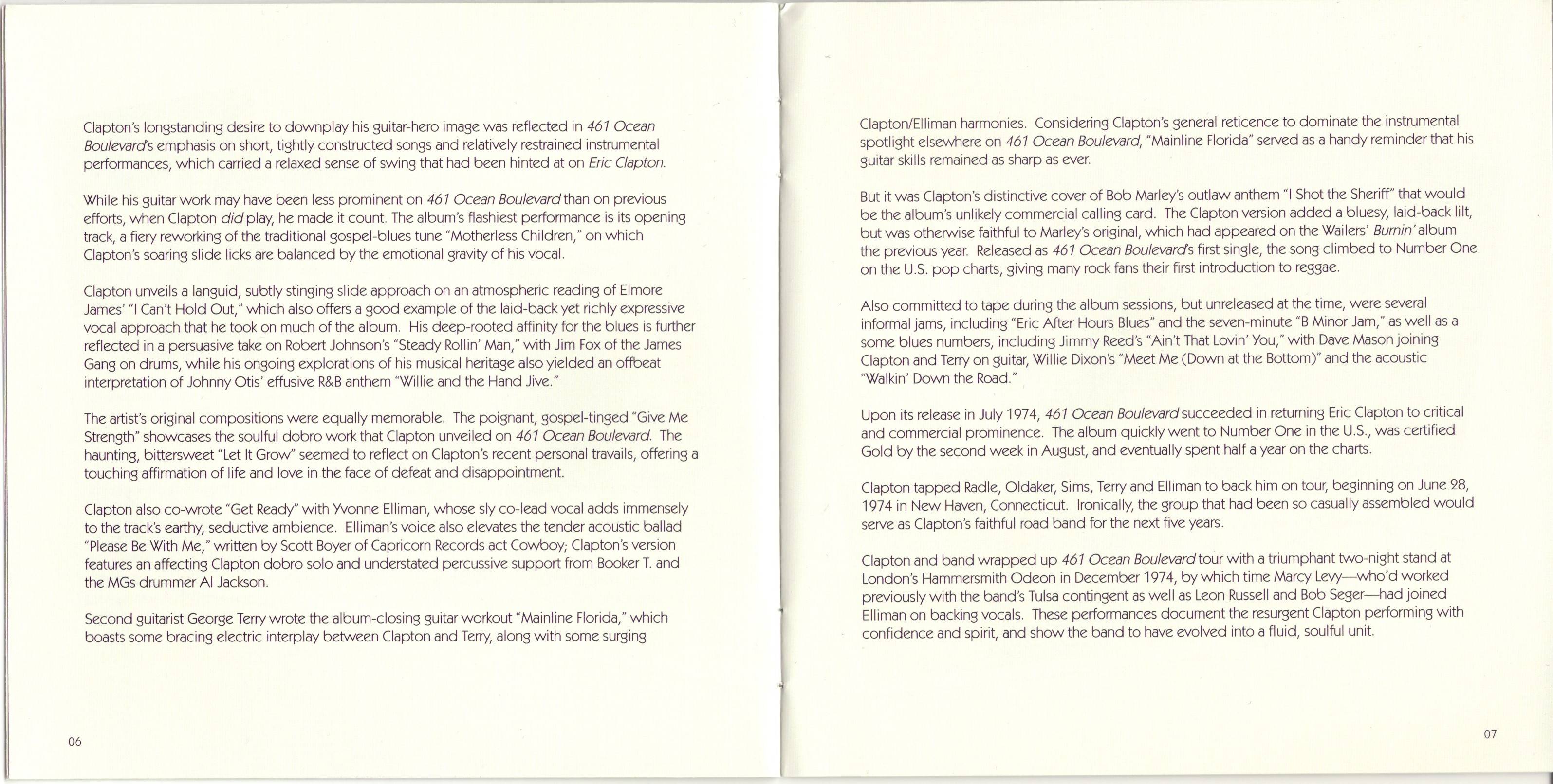 Eric Clapton 461 Ocean Boulevard Limited Edition : Booklet06 JPN